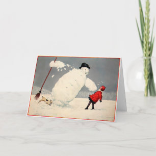 Vintage-Helgdag-kort för Snögubbe Helgkort