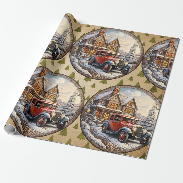 Vintage Helgdag - Papper julafton Presentpapper (Utrullad)