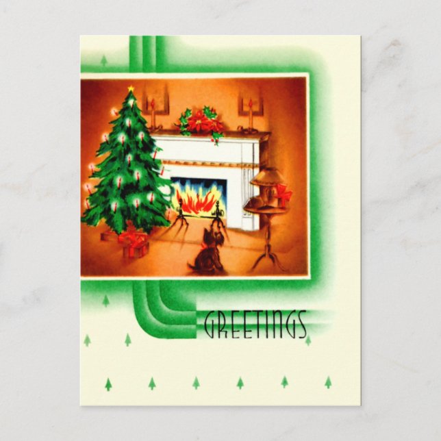 Vintage Helgdag Scottie Postcard Helg Vykort (Framsida)