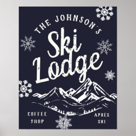 Vintage Helgdag Ski Lodge Anpassningsbar Family Po Poster