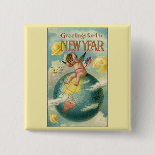 Vintage Helgdagar, Hälsning för nyår Knapp