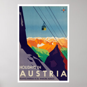 Vintage-Helgdagar i Alpernorna vid Hiss i Österrik Poster