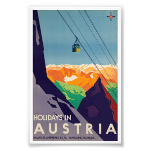 Vintage Helgdagar i Österrikes Alperna Gondola Hi Fototryck