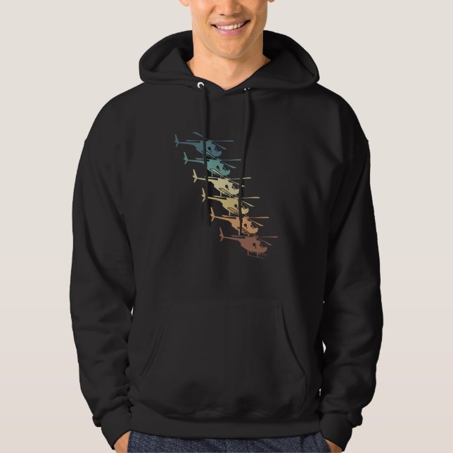 Vintage Helicopter Retro Fly Flying Hoodie (Framsida)