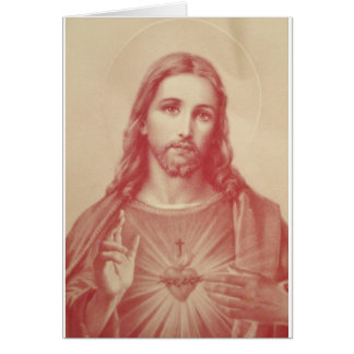Vintage Helig Heart of Jesus Hälsningskort