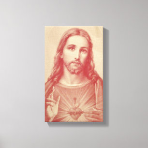 Vintage Helig Heart of Jesus Wrapped Canvas