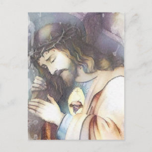 Vintage Helig Hjärtat i Jesus Religiösa vykort