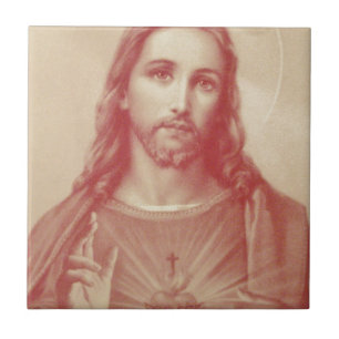 Vintage Helig Jesus hjärta Kakelplatta