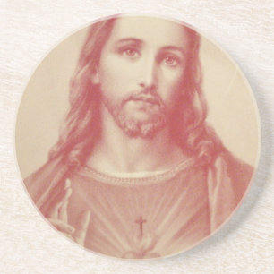 Vintage Helig Jesus hjärta Underlägg Sandsten