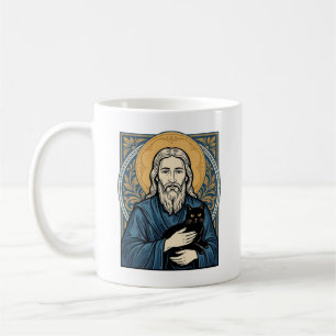 Vintage Helig Katt Porträtt Vektor T-Shirt Design_ Kaffemugg