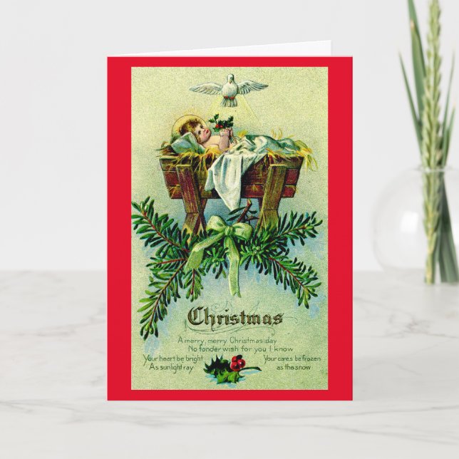 Vintage Heliga Jesus Jul Helgkort (Framsida)