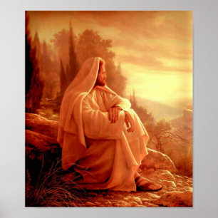Vintage, Heliga Jesus, porträtt, poster