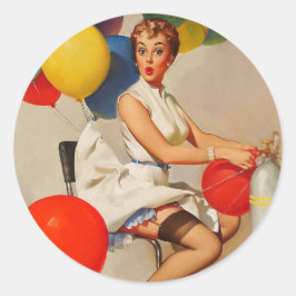 Vintage helium Party ballonger Pin Up Girl Runt Klistermärke