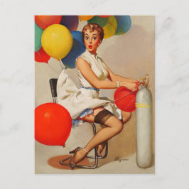 Vintage helium Party ballonger Pin Up Girl Vykort