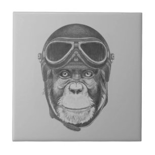 Vintage Helmet Chimpans Kakelplatta