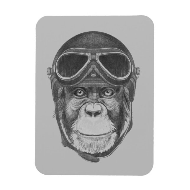 Vintage Helmet Chimpanzee Magnet (Vertikal)