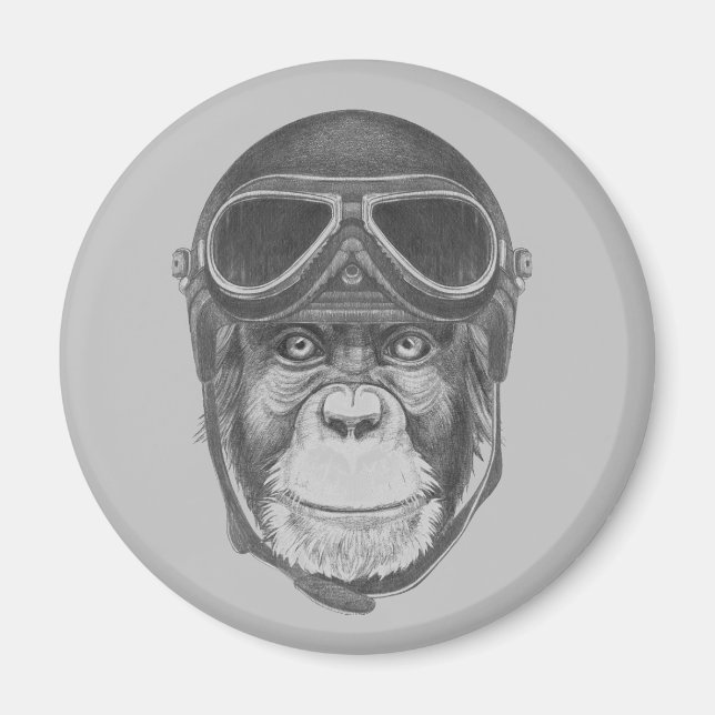 Vintage Helmet Chimpanzee Magnet (Framsidan)