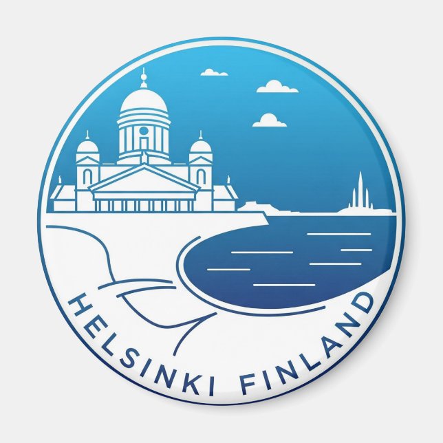 Vintage Helsingfors Finlands resa Magnet (Framsidan)