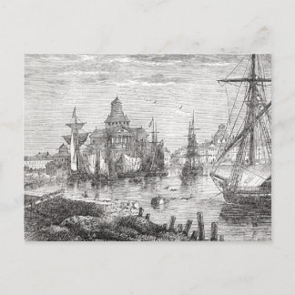 Vintage Helsingfors Harbour Finlands vykort