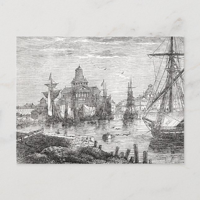 Vintage Helsingfors Harbour Finlands vykort (Framsida)