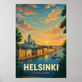 Vintage Helsinki Finland Travel Poster