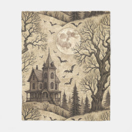 Vintage, hemligt hus och fullt måne fleecefilt