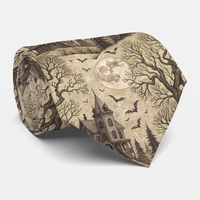 Vintage, hemligt hus och fullt måne slips (Rullad)