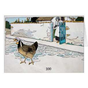 Vintage Hen i Scarf Hälsningskort