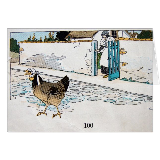 Vintage Hen i Scarf Hälsningskort (Framsidan Horizontal)
