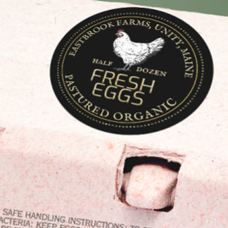 VINTAGE HEN PASTURED EGGS ETIKETT Black