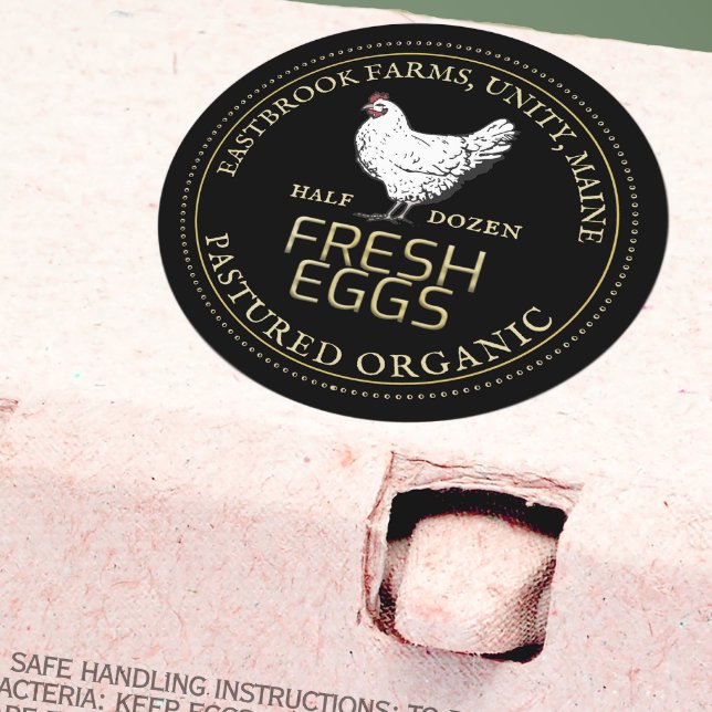 VINTAGE HEN PASTURED EGGS ETIKETT Black (Skapare uppladdad)