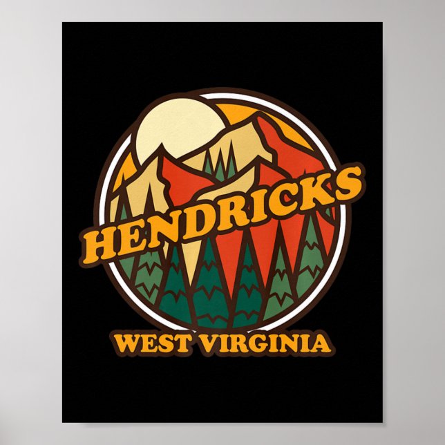 Vintage Hendricks West Virginia Bergswandring Så Poster (Framsidan)