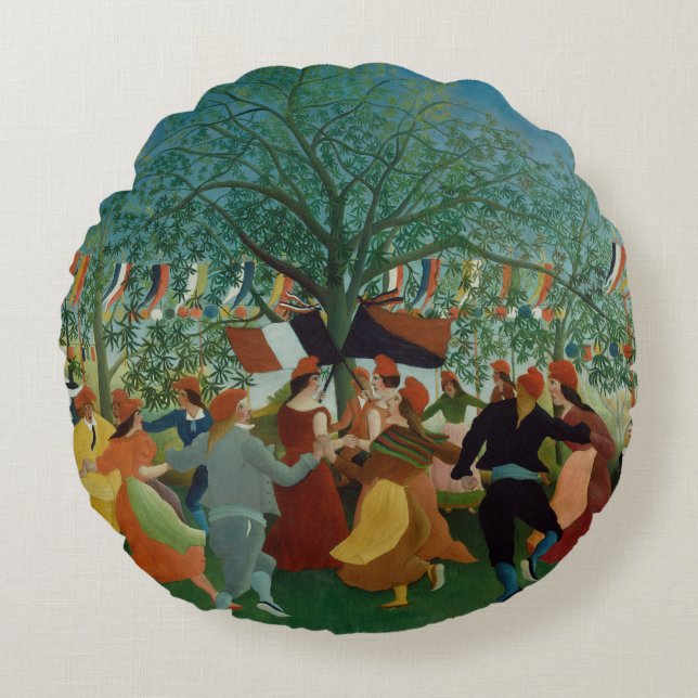 Vintage Henri Rousseau Centennial of Independence Rund Kudde (Framsidan)