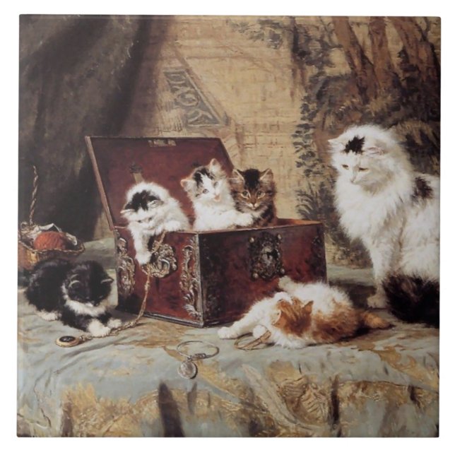 Vintage Henriette Ronner-Knip Fond of Jewelry Kakelplatta (Framsidan)
