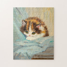 Vintage Henriëtte Ronner Knip Söt Kattunge Målning Pussel