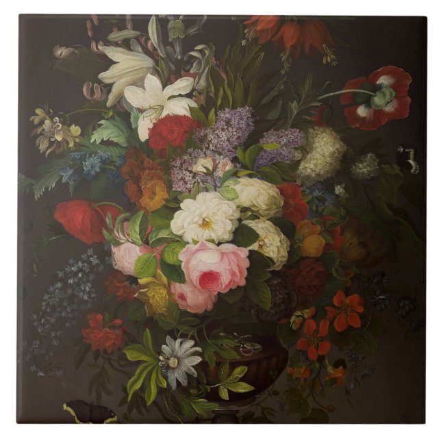 Vintage Henryka Beyer Flowers Kakelplatta (Framsidan)