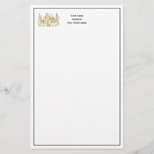 Vintage Heraldic Castle #2 Vapensköld Faux Guld Brevpapper