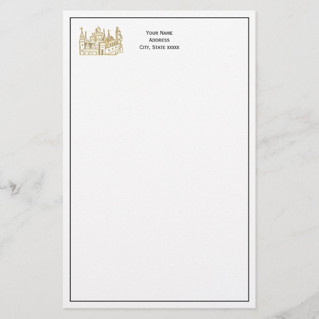 Vintage Heraldic Castle #2 Vapensköld Faux Guld Brevpapper (Framsida)