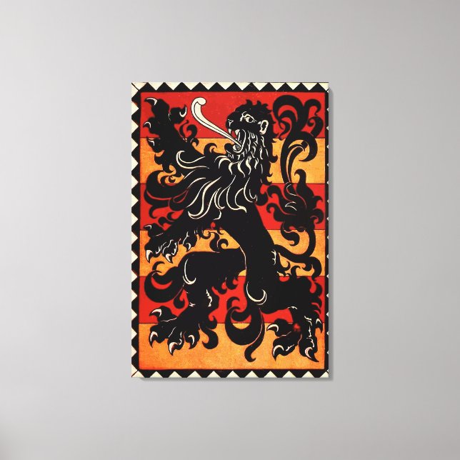 Vintage Heraldic Lejon (Belgien) Canvastryck (Framsida)