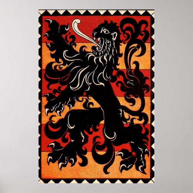 Vintage Heraldic Lejon (Belgien) Poster (Framsidan)