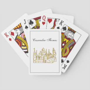 Vintage Heraldisk Slott #2 Kam Falskt Guld Spel Kort