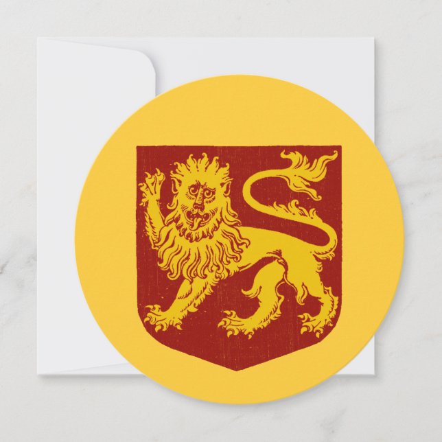 Vintage Heraldisk Uppgående Lejon Inbjudan (Framsida)