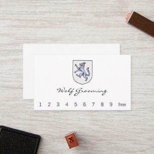 Vintage heraldiskt upprättstående vargillustration lojalitetskort