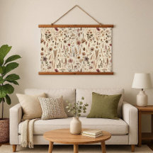 Vintage Herbaria Pressad Blomma Trätapet