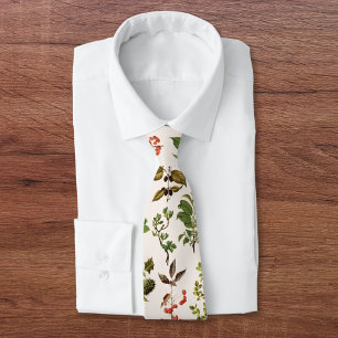 Vintage Herbarium Grönt Växtmönster Slips