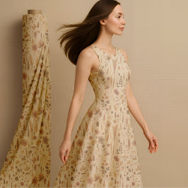 Vintage Herbarium Pressed Flower Botanical Fabric Tyg