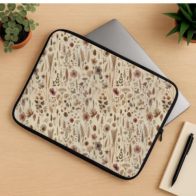 Vintage Herbarium Pressed Flower Botanical Laptop  Fodral (Laptop Sleeve)