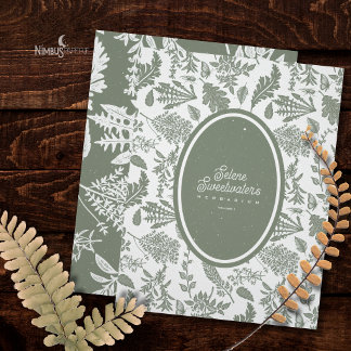 Vintage Herbarium Salvia Grön Anpassad Titel Sida