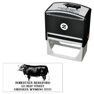 Vintage Hereford Bull Självfärgande Stämpel
