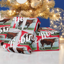 Vintage Hereford Cows på Red Presentpapper